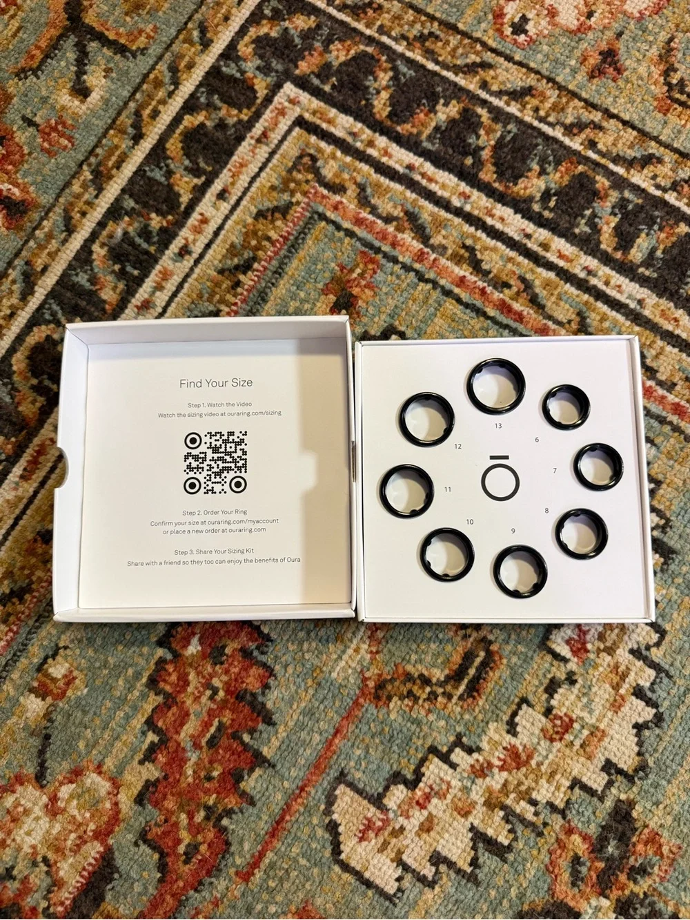Oura Ring Gen3 Sizing Kit - White Box with Black Logo